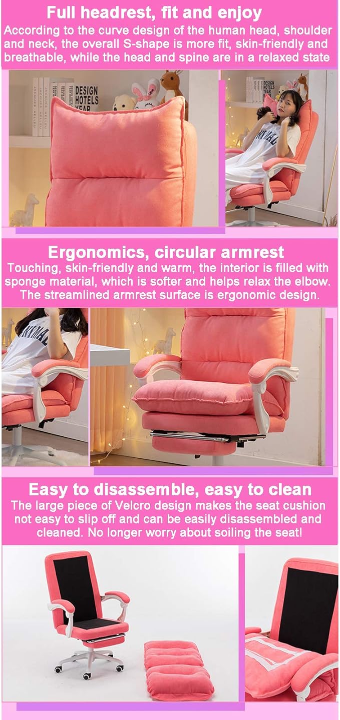 Office Chair Gaming Chair Computer Chair Ergonomic Computer Chair PU Leather Office ChairHigh Back Gaming Chair Height Adjustable Swivel Chair Tilt Recliner ChairModern Girls Desk Chair fo