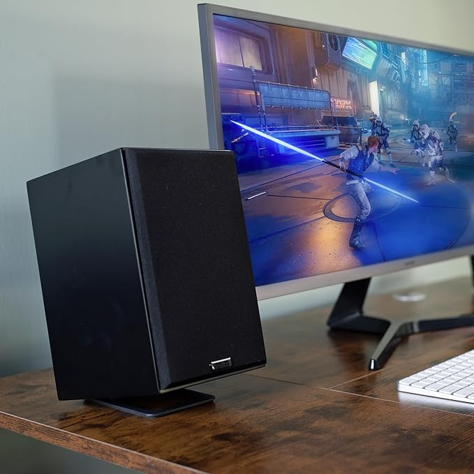 Vanatoo Black Transparent One Encore Plus Near Field Studio Monitor Speakers Pair for TV PC Gaming. Powered Speakers for Desktop and Room. AUX USB Bluetooth Toslink Optical Coax Remote.