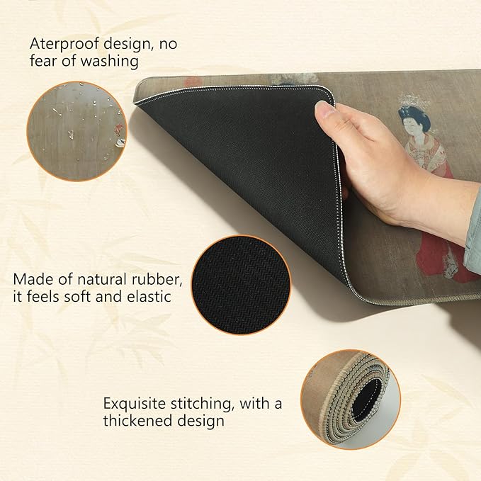Chinese Style Famous Art Mouse Pad 31.5x12 Inches Non-Slip Rubber Base Waterproof Desk Mat for Office &amp Gaming (Extended XX-Large Adorning Hairpin Ladies (Chinese Ancient Painting))