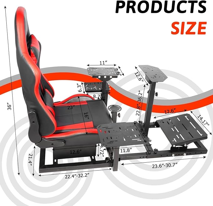 Flight Racing Simulator Cockpit with Racing Seat Fit for Logitech G29 G920 G923 X52 X56 for Thrustmaster Hotas Without Wheel Pedals shifters Keyboard and Flight Stick