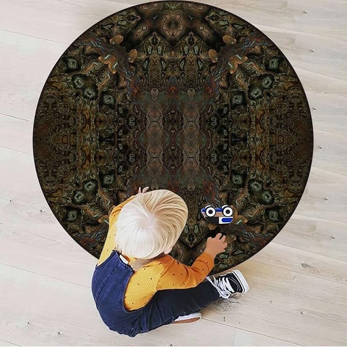 Camo Abstract Texture Gaming Chair Mat for Hardwood Floor Anti-Slip Floor Protector Game Controller Rubber Gaming Computer Chair Mat Dusty Dirty Design War ThemeGreen Cream Diameter 47.2 in