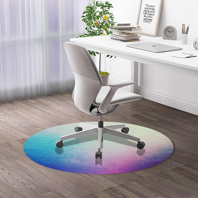 Pink Blue PU Leather Under Desk Low-Pile Chair Mat for Rolling Chair Gradient Little Geometric Background Computer Gaming Rolling Chair Mat for Home Office Hardwood Floor Abstract Diameter 39.4 in