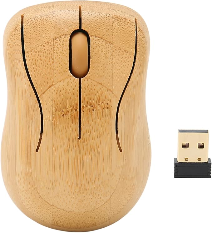 FOSA Bamboo Wood Computer Control Devices Plug and Play Computer Devices for PC Laptop USB Receiver (Mouse)