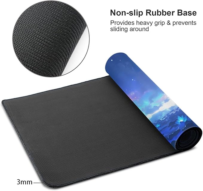 Blue Glowing Night Sky Desk Cover MatExtended Large Mouse PadComputer Laptop Mat Desk Decor for Office Game Home 30x16 Inch