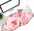 Pink Rose Desk Mat Mouse Pad 35.4X15.7 XL Extended Mousepad Huge Mouse Pads with Stitched Edges Desk Pad for Work Game Office Home