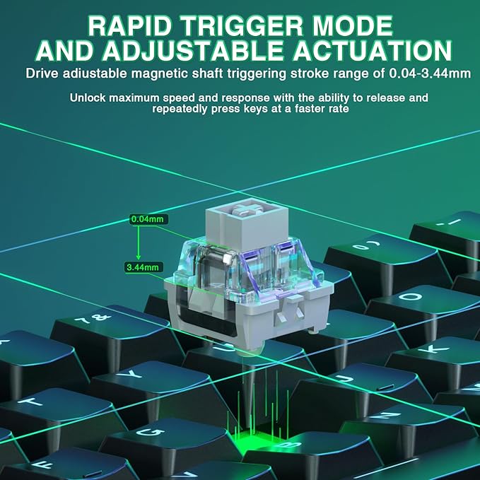 Aula WIN60 HE - 60% Mechanical Gaming Keyboard Wired Magnetic Switch Hot Swappable Adjustable Actuation Rapid Trigger Mode 8000 Hz Polling Rate RGB Small Keyboard 60 Percent Compact Design for PC