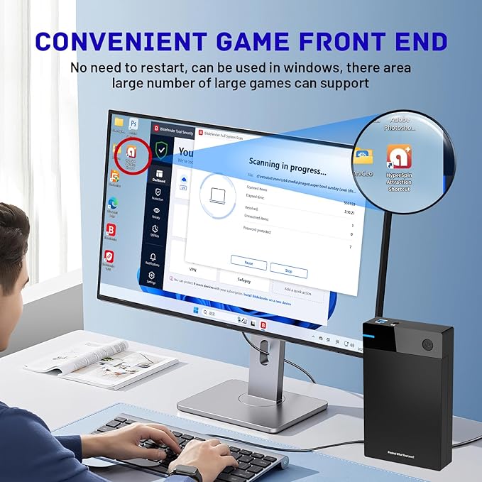 Kinhank External HDD Hard Drive with 96000+ Retro GamesCompatible with 400+ Emulators12TB Retro Gaming Hard DrivePortable Game Hard Drive Disk for Win 7/8/10/11