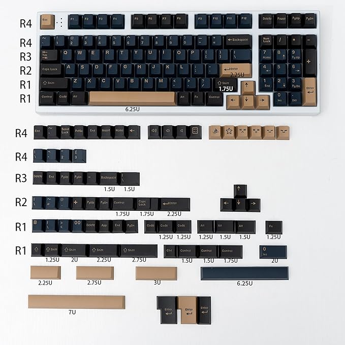 mintcaps Keycaps 164 Keys Keyboard keycap Blue Samurai Keycaps Set Cherry Profile Custom Keyboard Key caps for Cherry Gateron MX Switches Mechanical Keyboards