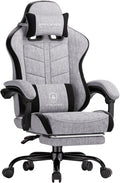 GTPLAYER Gaming Chair for Adults Ergonomic Computer Gaming Chair with Footrest Height Adjustable 90-155° Recline &amp Removable Headrest Lumbar Support Grey