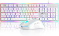 Camiysn Gaming Creamy Keyboard and Mouse White 104 Keys RGB and 6 Speed RGB Mouse Combo Pudding Keycaps Silent Computer Keyboard for Computer/PC/Laptop/Mac/Windows/Office