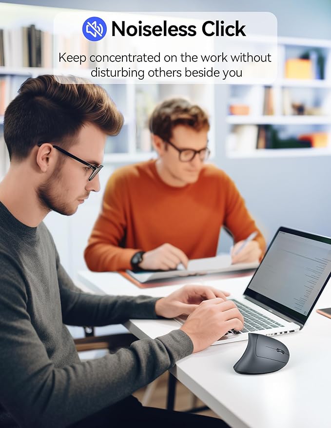 TECKNET Ergonomic Mouse Rechargeable Vertical Ergo Mouse Wireless 800-4800 Levels 5 Adjustable DPI Silent 2.4GHz Optical Carpal Tunnel Mouse for Right Hand USB Wireless Mice for Laptop PC