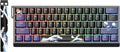 HITIME x XVX 60% Percent Keyboard with Strap H61 Wired Aluminum Gaming Keyboard Hot Swappable Kanagawa Anime PBT Keycaps RGB Backlit Cherry Profile Sound Absorbing Pads Creamy Linear Switch