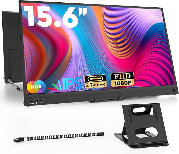 ZSCMALLS Portable Monitor 15.6 1080P FHD Laptop Monitor USB-C HDMI Computer Display IPS Second Screen Laptop Extended Screen for PC Phone Mac Xbox PS4/5 Switch