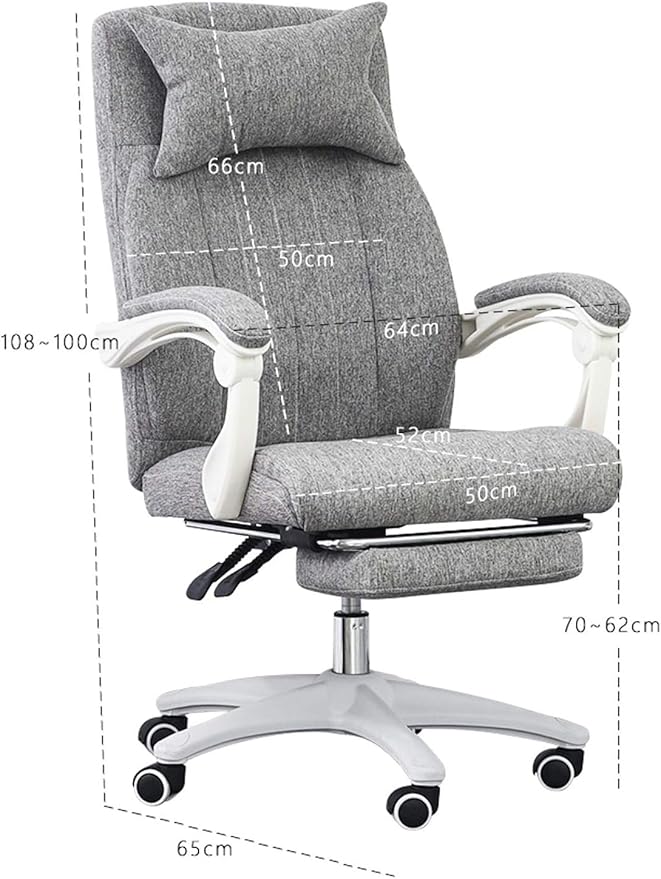 Gaming Chair Executive Office Computer Desk Chair Linkage Recliner with Headrest and Retractable Footrest (Color : Grey)