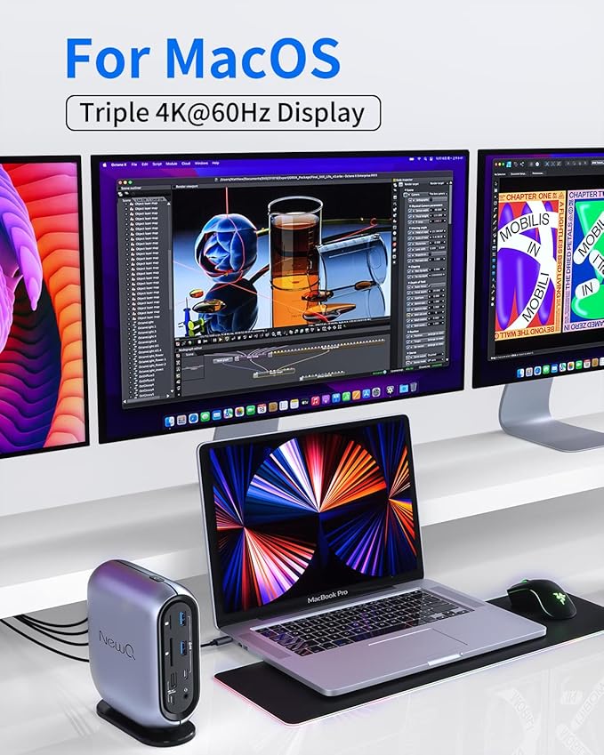 16-in-1 Universal Docking Station for All Laptops with 150W Power Adapter Triple Monitor for Mac Windows ChromeOS Linux Dual HDMI DP 10Gbps USBC USBA Gigabit Ethernet SD/TF Audio
