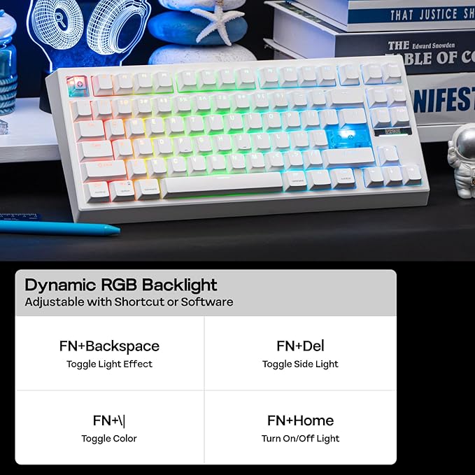 EPOMAKER G84 HE Wireless Hall Effect Keyboard 8K Polling &amp 8000mAh SOCD &amp DKS Gaming Keyboard with Fast Trigger &amp Adjustable Actuation RGB Backlit PBT Keycap Hot-Swap for Win/Mac (W