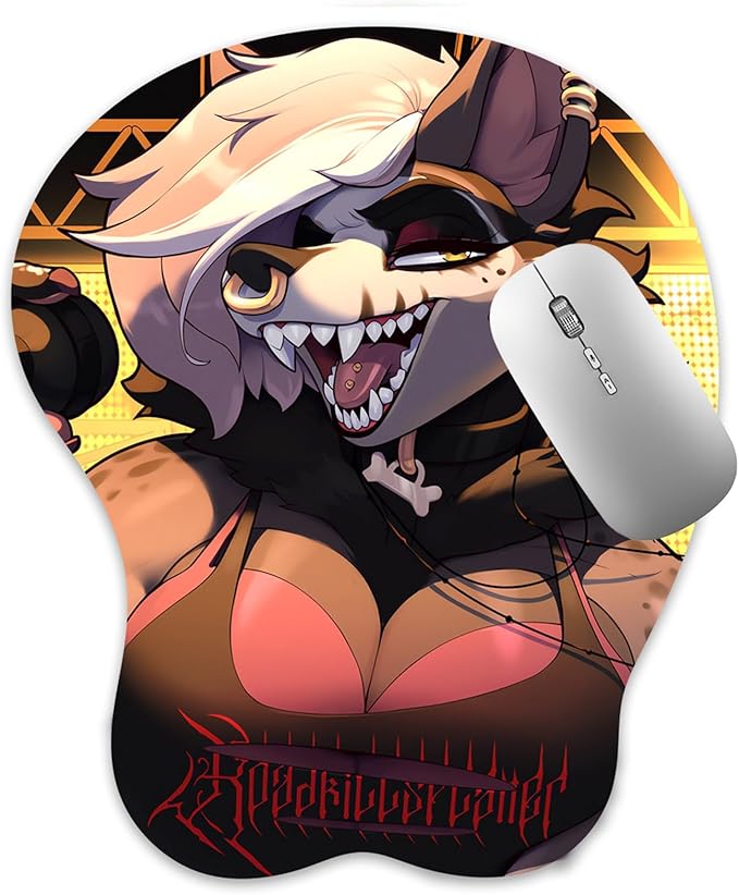 Oppai Mousepad 3D Mouse Pad Anime Manga Breast Gaming Wrist Rest Boob pad Anti-Slip Mouse Mat (Hyena)