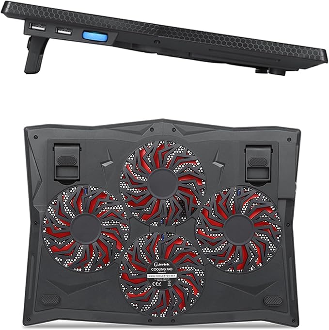 Laptop Cooling Pad Coolers for Notebook Gaming Fan Stable Stand Adjustable with 2 USB Port and Phone Holder Cooling Pad