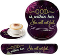 Ergonomic Gel Mouse Wrist Rest Pad and Keyboard Pad SetAnti-Slip PU Bottom Easy Typing and Relieve Wrist Pain with Cute Coaster Set (3-Quote Bible Verses Psalm 46:5)