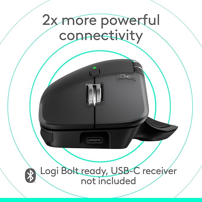 Logitech MX Master 4 for Mac Ergonomic Bluetooth Mouse with Advanced Performance Haptic Feedback Ultra-Fast Scrolling USB-C Charging MacOS iPadOS Windows - Space Black