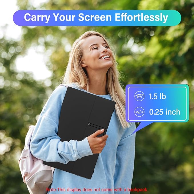 InnoView 15.6'' Portable Monitor for Laptop FHD 1080P USB-C Travel Monitors Built-in 90° Adjustable Stand Without Bag HDR IPS Portable Laptop Monitor for MacBook PC Phone Xbox PS4/5 Switch