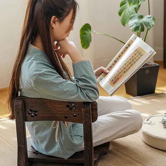 BTZHY Floor Chair Japanese Style Solid Wood Back Chair Japanese Style Tatami seat Lazy Sofa Japanese Style Solid Wood Floor Chair for Playing Reading Watching TV