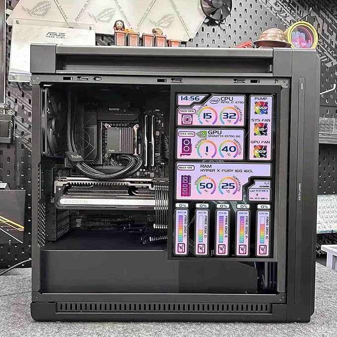 VSDISPLAY 10.1 Inch 1280x800 Computer Temp LCD Monitor PC Case Screen Display Supports Theme Editor DIY Dynamic Image Picture Wallpaper Monitoring RAM CPU GPU DataBlack