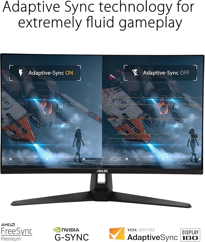 ASUS TUF Gaming 27 2K HDR Monitor - QHD (2560 x 1440) 180Hz 1ms Fast IPS 130% sRGB ELMB Speakers Freesync Premium G-SYNC Compatible DisplayPort &amp 2 x HDMI Tilt/Swivel VESA Black