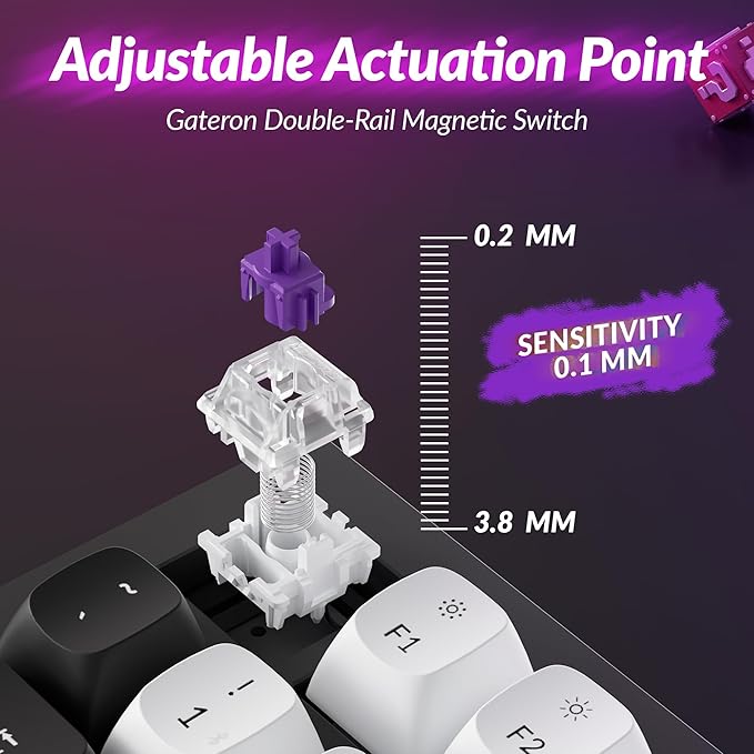 Keychron Q3 HE Wireless Custom Mechanical Keyboard 2.4 GHz/Bluetooth/Wired QMK Rapid Trigger 80% TKL Hot-Swappable Programmable RGB Gateron Double-Rail Magnetic Switches for Mac Windows Carbon Black