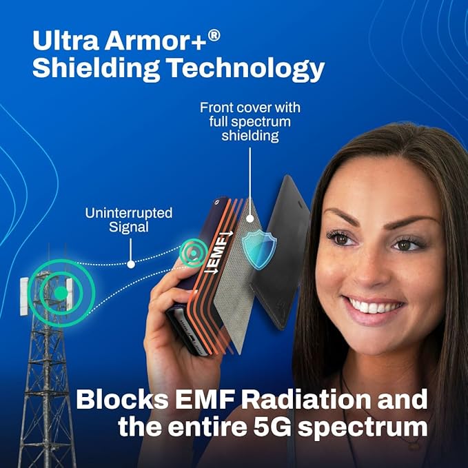 DefenderShield Laptop Pad Phone Case and Headphones – EMF Blocker Pad that Shields from EMF Radiation Heat &amp Battery – Universal EMF Blocker for Cell Phone Cover – Wired EMF-Free Air Tube Headp