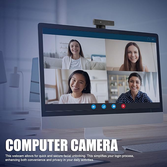 Jectse Recognition Webcam 2MP 1080P Computer Camera with Noise Canceling Microphone USB C Web Cam for Video Conferencing Live Streaming