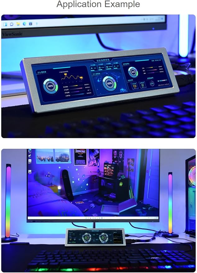 waveshare 8.8inch HDMI Small Monitor480×1920Compatible with Raspberry Pi/Jetson Nano/PCHorizontal and Vertical Screen DisplayAIDA64 PC CPU GPU RAM Monitor Data Displaywith HiFi Speaker
