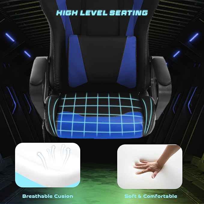 PayLessHere High Back Gaming Chair PC Computer Chair with Lumbar Support Arms Headrest Executive Racing Style Ergonomic Office Chair with Adjustable Rolling Swivel PU Leather Desk Chair