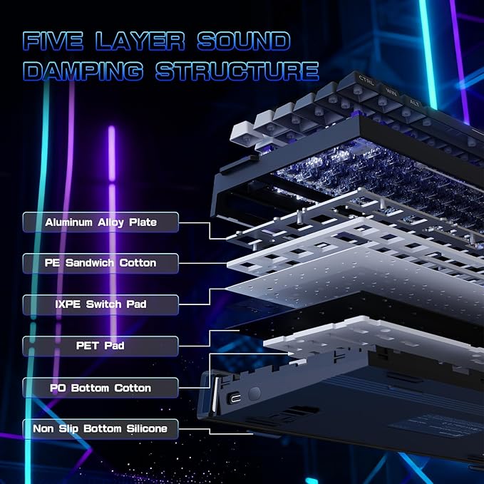 ATTACK SHARK R85 HE Wired 75% Rapid Trigger Mechanical RGB Gaming Keyboard with Custom Lightbox8KHz Polling Rate0.005mm RT Accuracy0.08MS LatencyHall EffectMagnetic SwitchDriver for PC-Moonlight