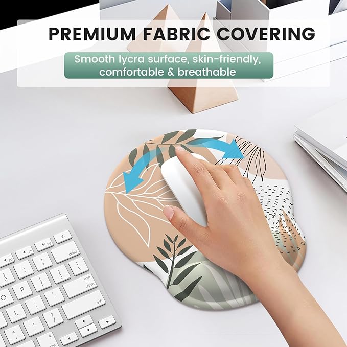 iLeadon Mouse Pad with Wrist Rest Set Ergonomic Mouse Pad with Non-Slip Base for Computer Home Easy Typing &amp Pain Relief Mouse Pad Wrist Support Boho