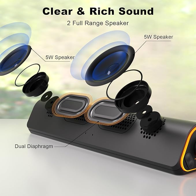 SOULION R50 Bluetooth Computer Speakers 3.5mm PC Sound Bar for Desktop Monitor Wired USB Powered &amp Colorful LED Lights with Switch Button Surround Sound Soundbar PC Spearkers for Computer
