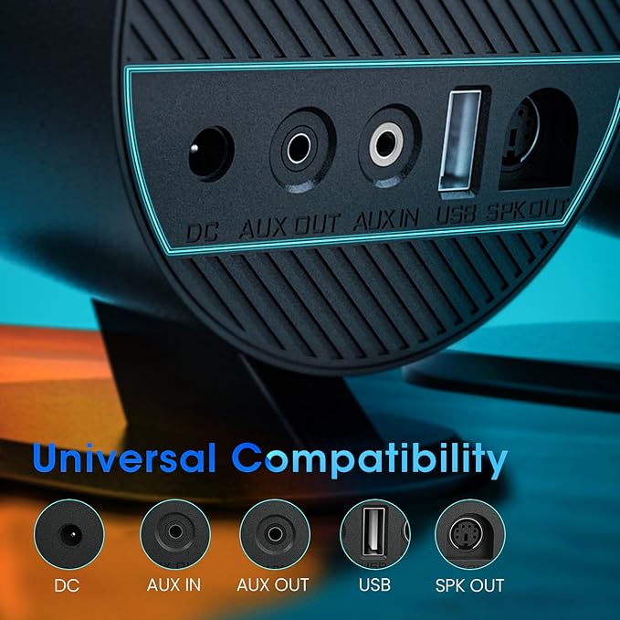 Computer Speakers LITTOAK Bluetooth PC Speakers AC Powered Gaming Speaker with 3 EQ Modes Stereo Speakers with 6 RGB Modes Aux in Headphone USB port Speaker for Laptop/Desktop/TV 2*15W 2.0 CH