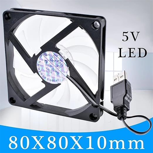 Notebook Fan 8010 80X80X10mm 5V USB Fan Blue led