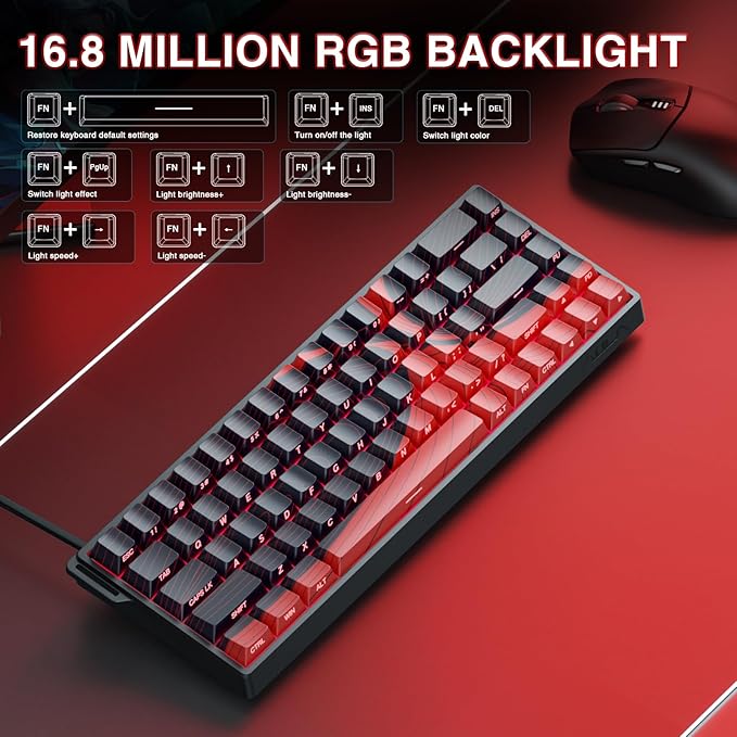 AULA WIN68 HE MAX - Hall Effect Gaming Keyboard with Magnetic Switch Adjustable Actuation Fast Trigger Mode 8KHz Polling Rate RGB Backlit Wired Mechanical Gaming Keyboard 60 Percent Compact Design