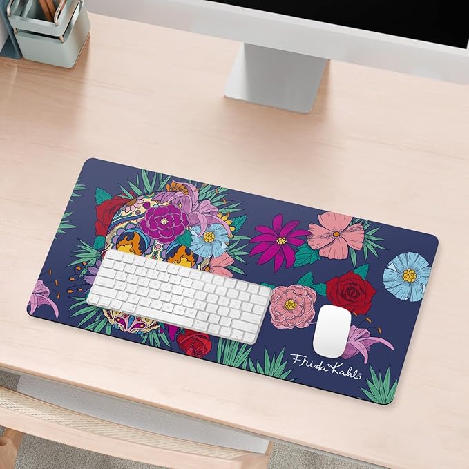 Head Case Designs Officially Licensed Frida Kahlo Skull Floral Art 23.62 x 11.81 x 0.12 inches (600 x 300 mm) - L Gaming Office Desk PC Keyboard Mouse Mat Pad
