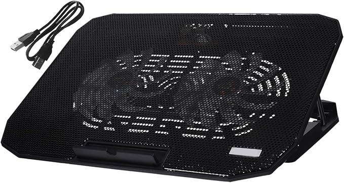 Laptop Cooling Stand with Quiet Fans and LCD Display Portable Cooling Pad for Laptops for Office Home and Gaming Use