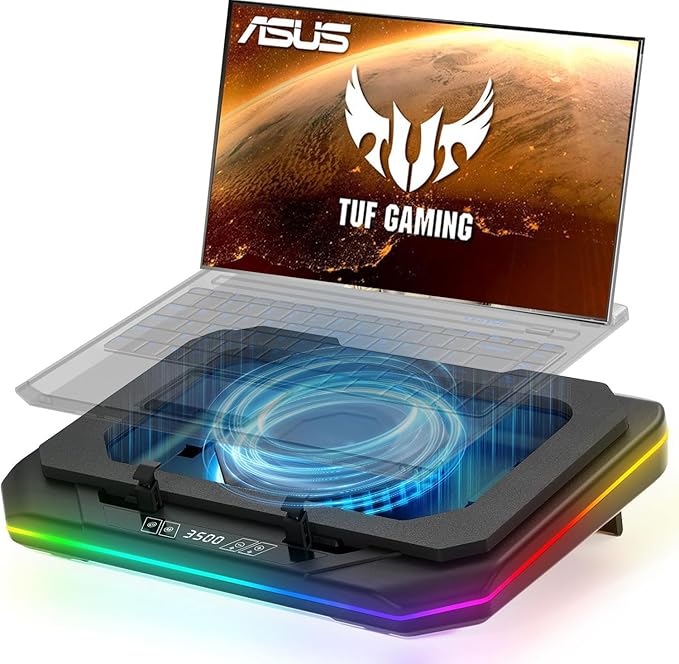 Cooling Pad for Asus TUF Gaming A17 A18 A15 A16 A14 F15 F16 F17 Dash 15 F15 LaptopCooler with Ultra Powerful Booster Turbo Cooling Fan Can Fast Cooling6 RGB Light ModeAdjustable SpeedTouch Start