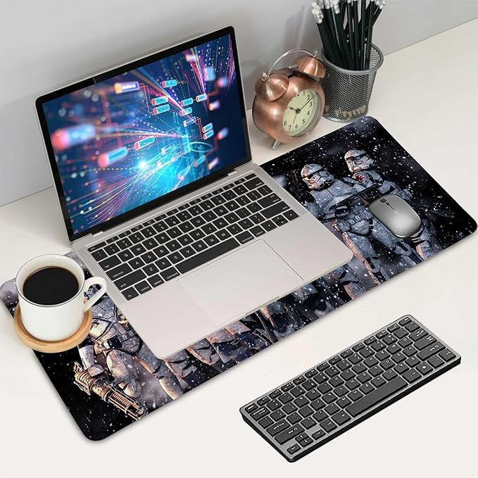 Extra Large Gaming Mouse Pad Design Desk Pad XXLMousepad with Non-Slip Rubber Base &amp Stitched Edges Mouse MatPortable Desk Mat for Computer Keyboard Mice Laptop and PC31.5X15.7 inches