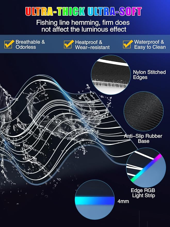 Mouse Pad with Foldable Phone Holder &amp Wireless Charger XXL RGB Gaming Mousepad 31.5x15.8 Large Desk Mat for Keyboard Black Desk Pad with Dual Qi Charging Station | 11 Colors 5 Modes | Waterpr