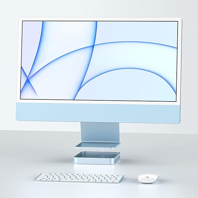 USB C HUB for iMac 24 inch 2021/2023/2024 PULWTOP USB Hub Adapter iMac Accessories for iMac M1/M3/M4 with USB C 10Gbps 3*USB A SD/TF Docking Station Support Expand M.2 SSD (Not Included)Blue