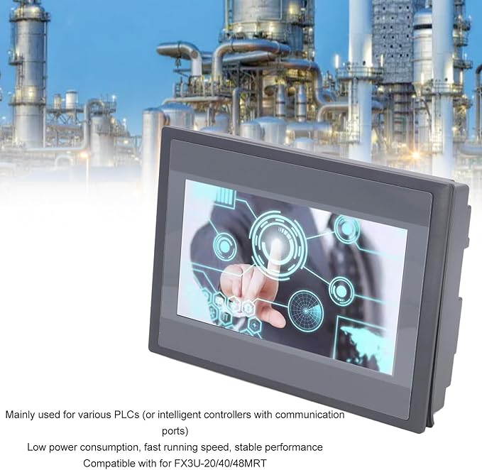 PLC Touch Screen 7 Inch TFT LCD Display with 12 Digital Inputs / 8 Transistor Outputs for FX3U Series PLC Industrial HMI Control Panel with 240MHz ARM9 CPU
