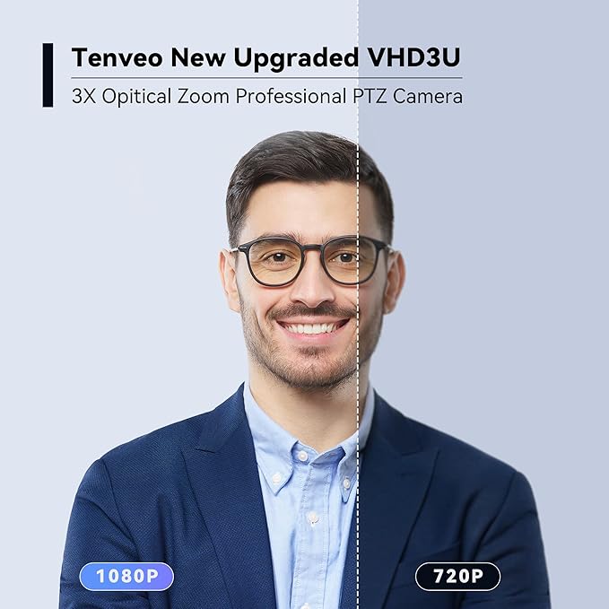 Tenveo 3X Optical Zoom PTZ Conference Room Camera USB3.0/HDMI FHD 1080P 60FPS for Video Conferencing Business Meeting Live Streaming Church Services Worship Events Education Zoom Teams OBS