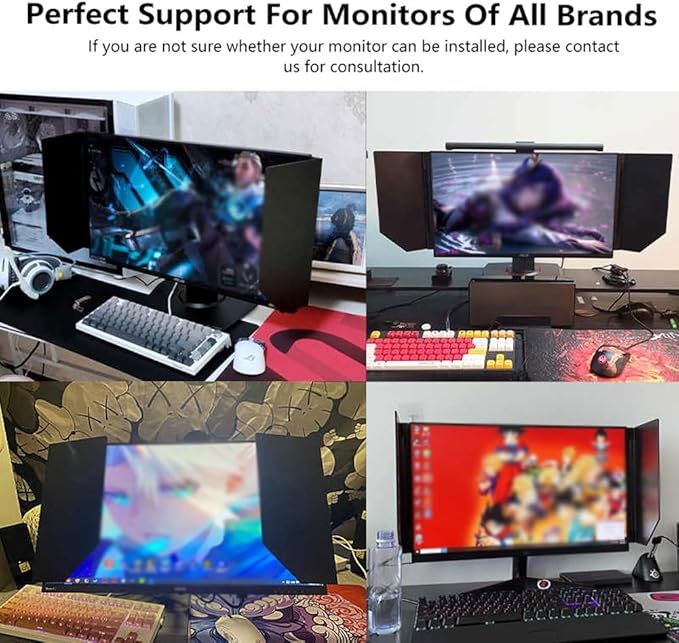 24-27 inch Monitor Hood Anti-Glare Sunshade 180 Adjustable Protects Eyes &amp Privacy for 24 inch LED Monitor
