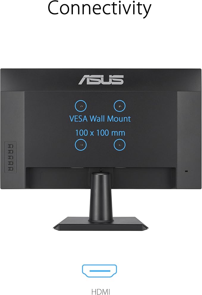 ASUS Eye Care VA24EHF - 24 Full HD Display - Frameless Flicker-Free Blue Light Filter Adaptive Sync - 1ms MPRT 100Hz 16:9 IPS Panel 1920 x 1080 - HDMI Black
