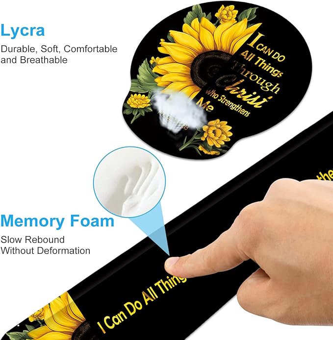 Keyboard Wrist Rest and Mouse Wrist Rest Pad with Cup CoasterMade of Memory FoamErgonomic SupportEasy-Typing and Pain Relieffor Gaming Office Home ComputerSunflower